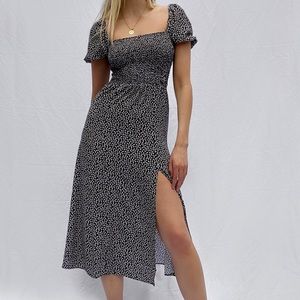 French Connection Elao Verona Crepe Black Multi Print Midi Smock Dress 12